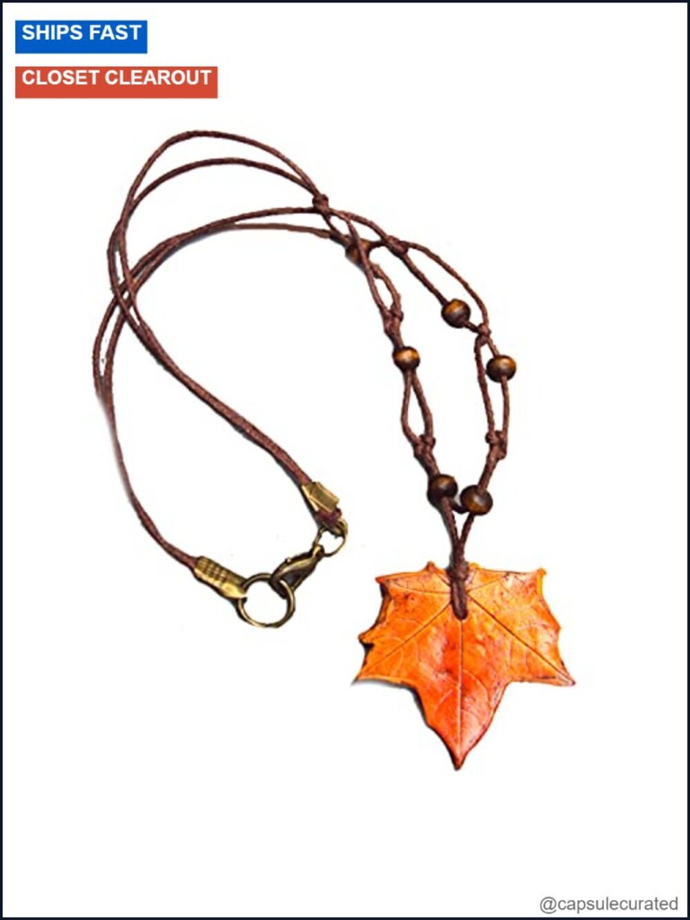 Handmade Maple Leaf Pendant Necklace Polymer Clay Fall Choker Men's Jewelry